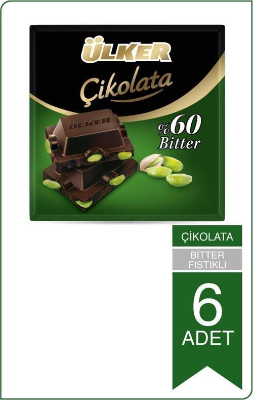 Çikolata Bitter Fıstıklı Kare (6 Adet)