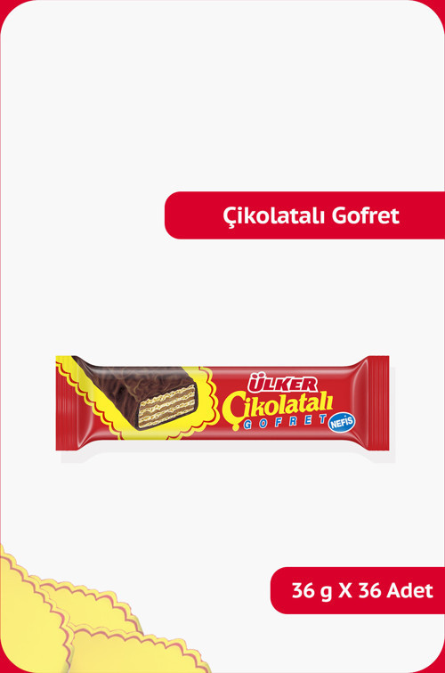 ÇİKOLATALI GOFRET - Türkiye'nin 1 Numaralı Gofreti - 36 gram - 36 Adet