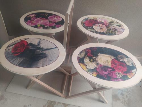Çanta Zigon 18208 Klasik Oval Sehpa Model Çiçek Motifli HAM Kayın Nature Ei yapım