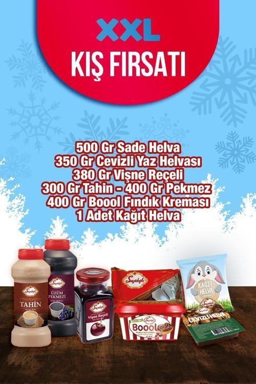 Xxl Kış Fırsatı Indirim Paketi Sade Helva + Cevizli Yaz Helvası + Vişne Reçeli + Tahin + Pekmez + Fındık Krema