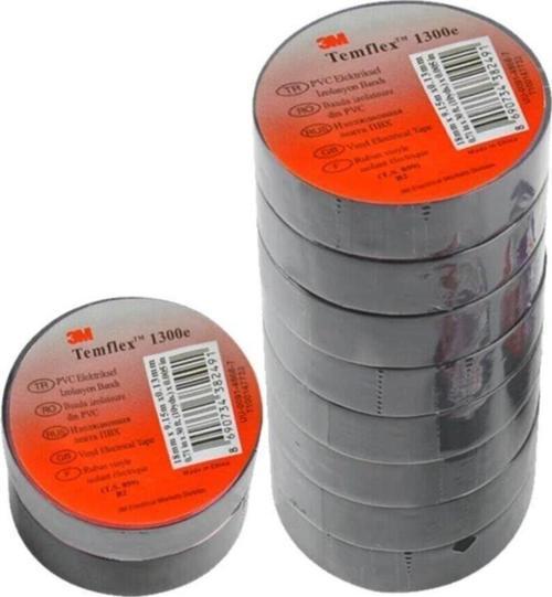 3m Elektrik Bantı Temflex 1300e Izole Bant 10 Adet Siyah