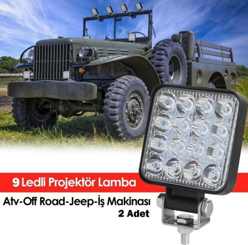9 Ledli Projektör Lamba Atv Off Road Jeep İş Makinesı 2 Adet