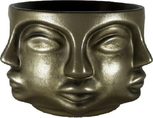 Dekoratif Çok Yüzlü Vazo Polyester Bronz 17x12