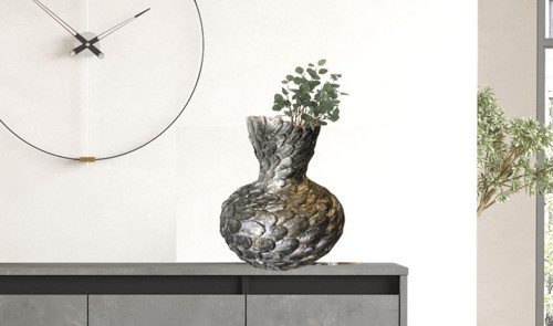 Yaprak Vazo Polyester Bronz 36X28