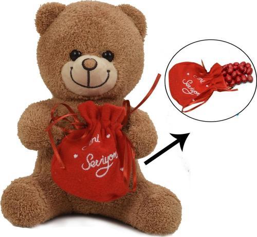 Sevgiliye Özel, Çikolatası ile Romantik Peluş Ayı - 30 cm.
