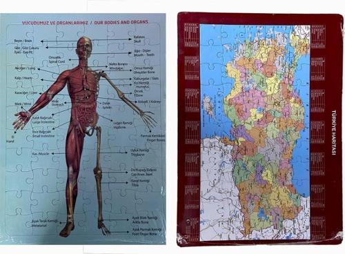 2'li Eğitici Puzzle Set Türkiye Haritası 50 Parça ve İnsan Anatomisi 60 Parça