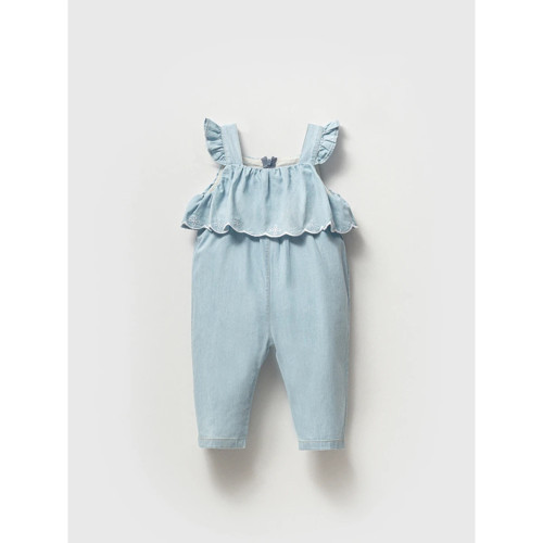 ROBA DETAYLI KIZ BEBEK DENIM TULUM - Mavi - 6 - 9 Ay Mavi