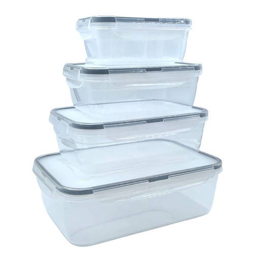® 4lü İç İçe Sızdırmaz Contalı Kilitli Kapaklı Plastik Erzak Saklama Kapları LC315