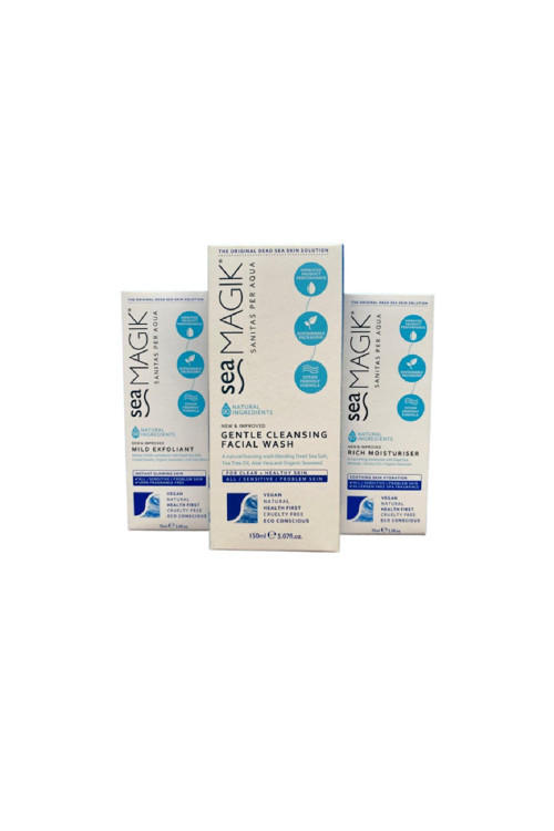Sea Magik Mild Exfoliant 75 Ml + Gentle Cleansing Facial Wash 150 Ml + Rich Moisturiser 75 Ml.