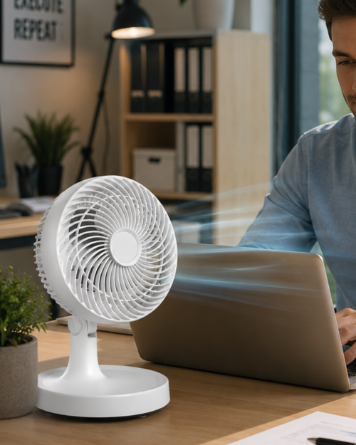 popüler Kompakt Mini Fan Otomatik Salınımlı Sessiz Masaüstü Vantilatör 2026