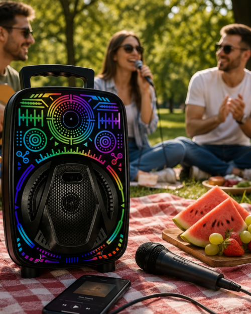 tekno Karaoke Hoparlör RGB LED Işıklı USB FM Radyo Destekli Taşınabilir Speaker 2026