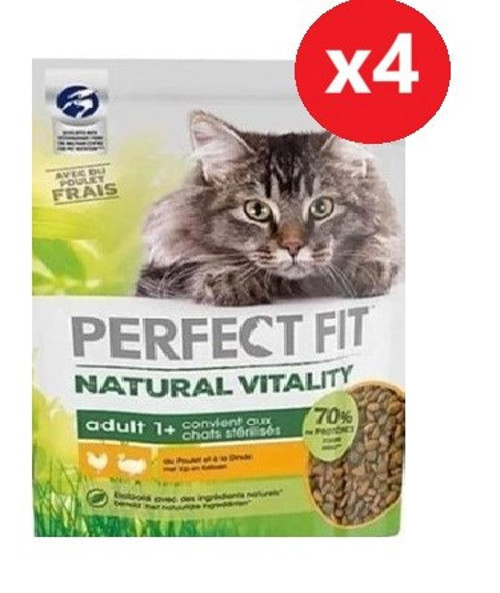 Fıt Natural Vitality Yetişkin Tavuk Hindi Aromalı Kedi Maması 1 Kg*4 Adet