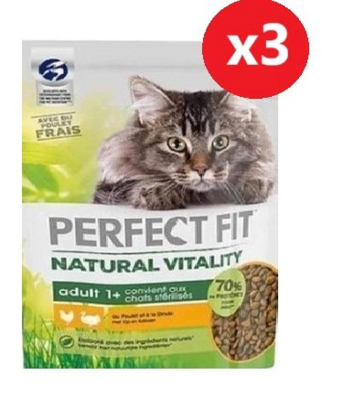Fıt Natural Vitality Yetişkin Tavuk Hindi Aromalı Kedi Maması 1 Kg*3 Adet