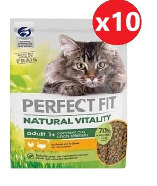 Fıt Natural Vitality Yetişkin Tavuk Hindi Aromalı Kedi Maması 1 Kg*10 Adet