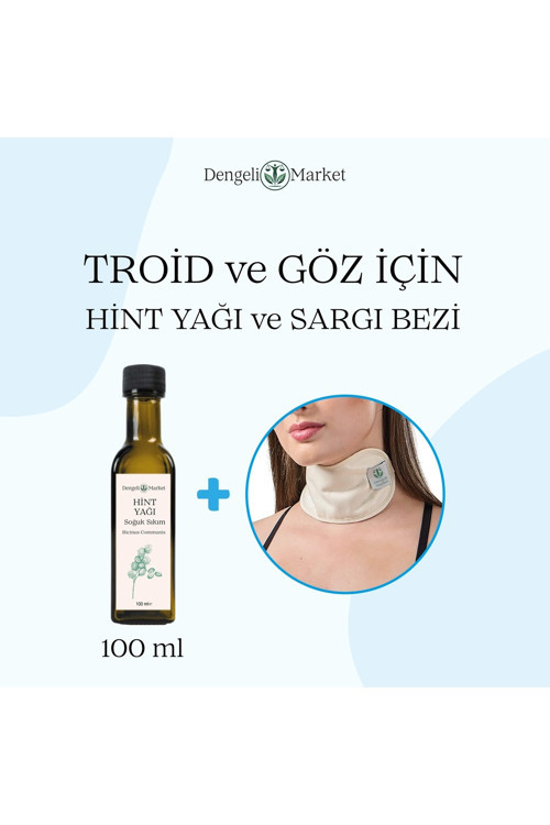 Boyun Ve Göz Bölgesi Hint Yağı Sargı Bezi + 100 ml Hint Yağı (HEXANSIZ), % 100 Pamuklu