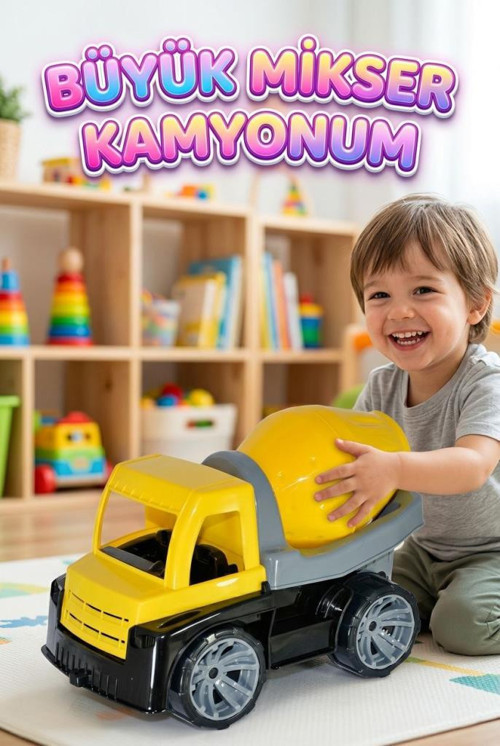 Büyük Mikser Kamyonum! 25cm Döndürülebilir Mikser Hazneli Eğlenceli Oyuncak İş Makinası