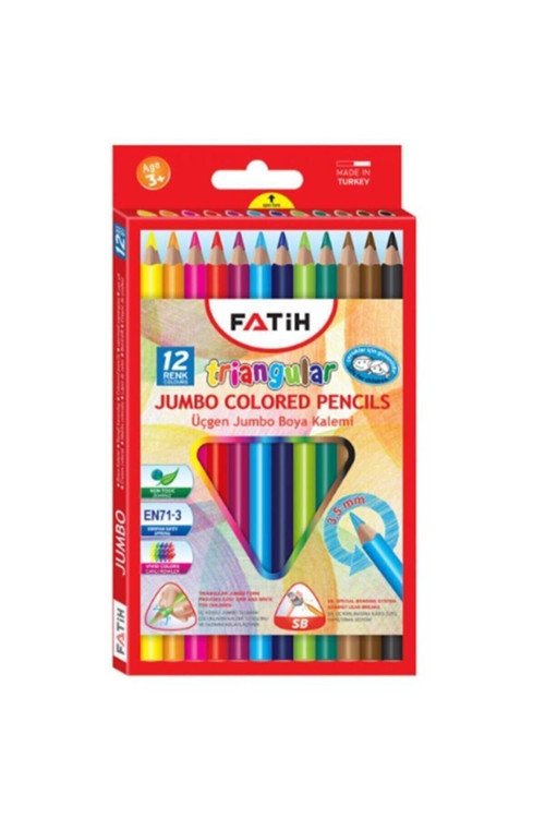 Boya Kalemi Jumbo Üçgen 12 Renk