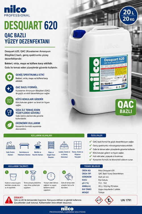 Desquart 620 20 lt / 20 kg (Qac Bazlı Yüzey Dezenfektanı)