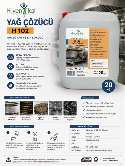 Yağ Çözücü H 102 20 kg
