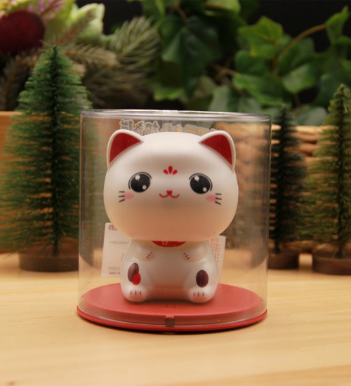 Japon Kültürü Maneki Neko Bereket Şans Kedisi Solar Panelli - Kafa Sallayan - Model3