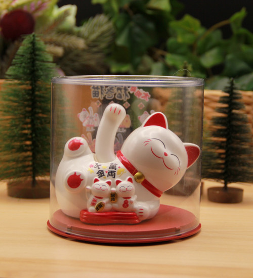 Japon Kültürü Maneki Neko Bereket Şans Kedisi Solar Panelli - Kafa Sallayan - Model5