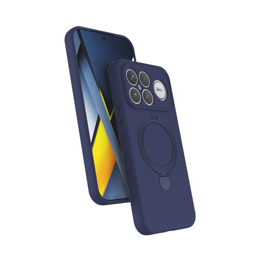 Poco F8 Ultra Kılıf M-safe Şarj Özellikli Standlı MKST Samara Kapak - Lacivert