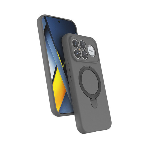 Poco F8 Ultra Kılıf M-safe Şarj Özellikli Standlı MKST Samara Kapak - Titanyum-Gri