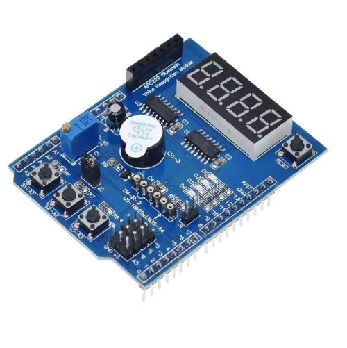 Multi Çok Fonksiyonlu Arduino Shield 7 Segment Buzer Button Pot Servo Analog Ds18b20 Lm35 Servo Led