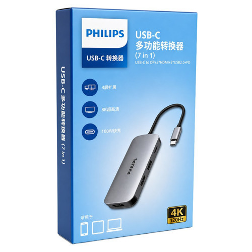 SWR1602T/93 USB-C 7'Si 1 Arada 8K DP + Dual 4K HDMI 100W PD Çok Fonksiyonlu Hub