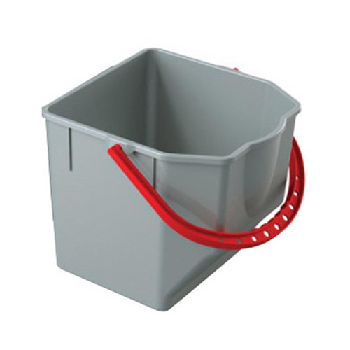 A Form Çift Kovalı Temizlik Arabası Seti Yedek Kirli Su Kovası - 25 Litre - Gri - Kırmızı Saplı