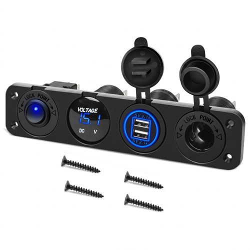 Karavan Tekne Yat için İkili 3.0 QC USB priz Çakmaklık Voltmetre paneli 12V su geçirmez araç şarj soketi hızlı şarj RV 1