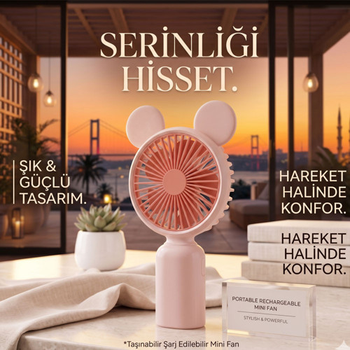Taşınabilir El Fanı, Şarjlı Mini Vantilatör, 2 Kademeli Şarjlı Mini El Fanı, Çift Hız Ayarlı Portatif Vantilatör, Mini El Tipi Fan