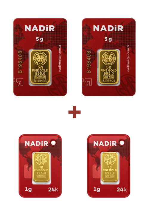 24 Ayar 12 Gram Külçe Altın (2 Adet 5 Gram Külçe Altın + 2 Adet 1 Gram Külçe Altın )