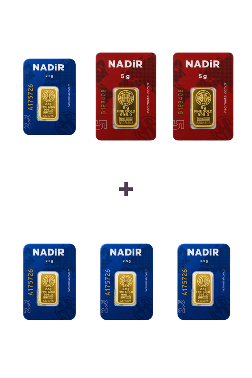 24 Ayar 20 Gram Külçe Altın (2 Adet 5 Gram Külçe Altın + 4 Adet 2,5 Gram Külçe Altın )