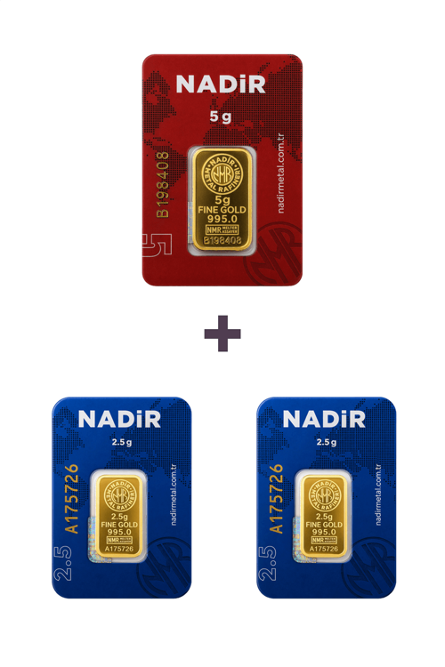 24 Ayar 10 Gram Külçe Altın (1 Adet 5 Gram Külçe Altın + 2 Adet 2,5 Gram Külçe Altın )