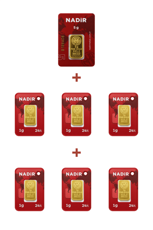 24 Ayar 11 Gram Külçe Altın (1 Adet 5 Gram Külçe Altın + 6 Adet 1 Gram Külçe Altın )