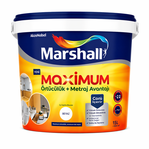 Maximum Sil. İpek Mat İç Cephe Boyası Beyaz Lale 2,5L