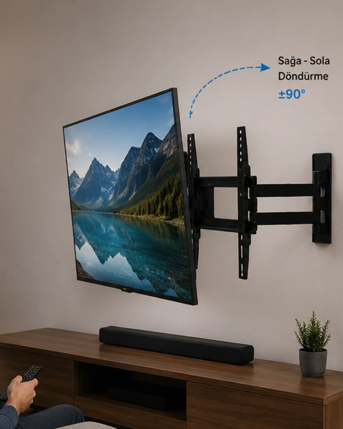 Lcd Led Tv Duvar Atı Çift Kollu Hareketli Askı Sistemi