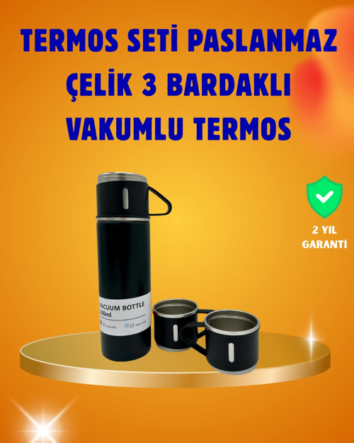 500 Ml Isı Korumalı Çelik Termos Bardak Seti | Silikon Tabanlı, Şık Pratik