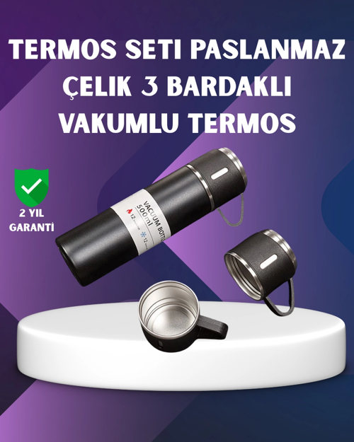 Paslanmaz Termos İkili Bardak Seti | 6-12 Saat Sıcak/Soğuk Tutma