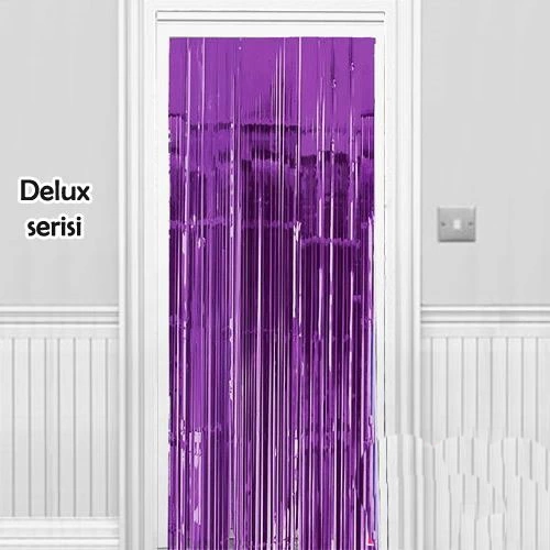 Işıltılı Duvar Kapı Perdesi Mor Renk 90X200 Cm