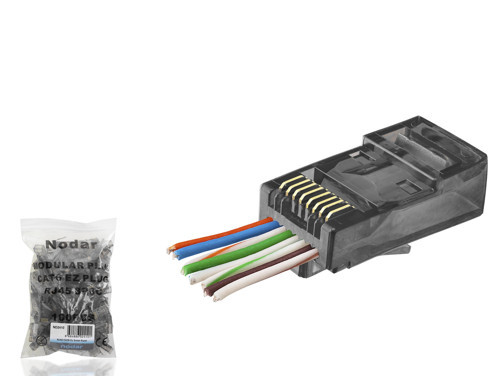 Cat6 Rj45 Konnektör - 100 Adet Siyah (ND2410/ Poşet Paket)
