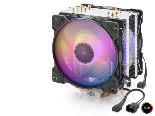 Cpu İşlemci Kule Tipi Soğutucu Çift Fanlı 6 Bakır Borulu Rgb - Siyah ND2602