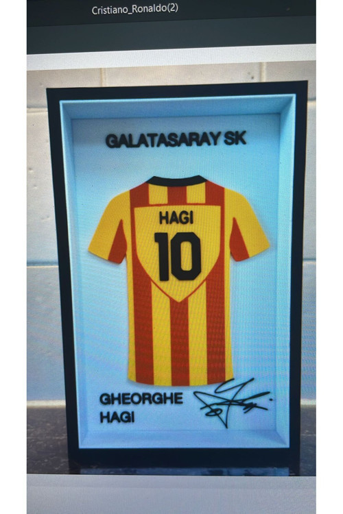 Gheorghe Hagi Sarı-Kırmızı Forma İmzalı Çerçeve Hediyelik 14X22 Cm