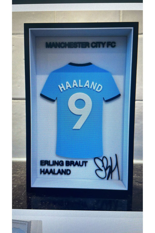 Haaland Manchester.Cty. Forma İmzalı Çerçeve Hediyelik 14X22 Cm