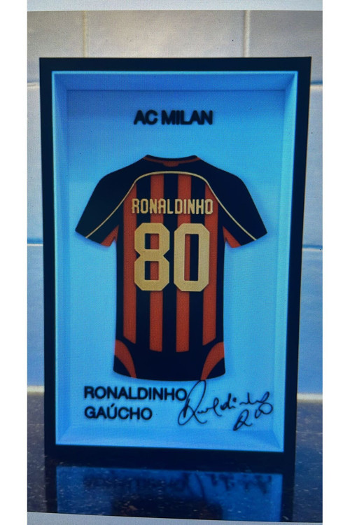 Ronaldinho Ac.Milan. Forma İmzalı Çerçeve Hediyelik 14X22 Cm