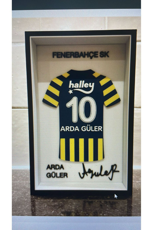 Arda.Güler. Sarı-Lacivert Forma İmzalı Çerçeve Hediyelik 14X22 Cm