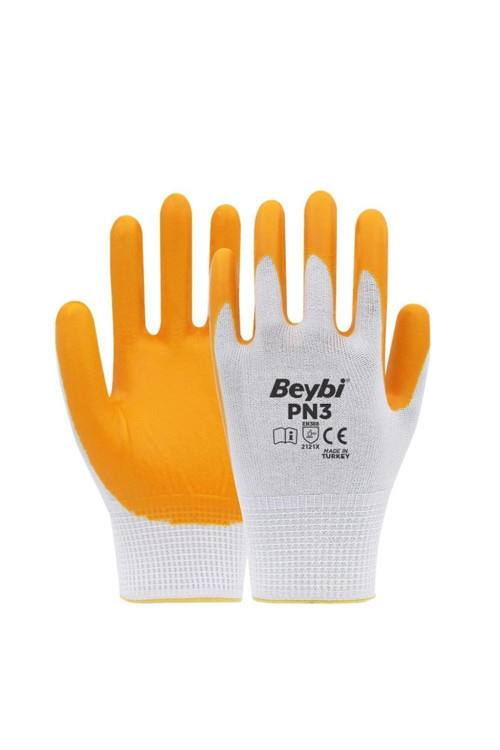 Pn3 Sarı Polyester Örme Nitril Iş Eldiveni 10 No 12 Çift