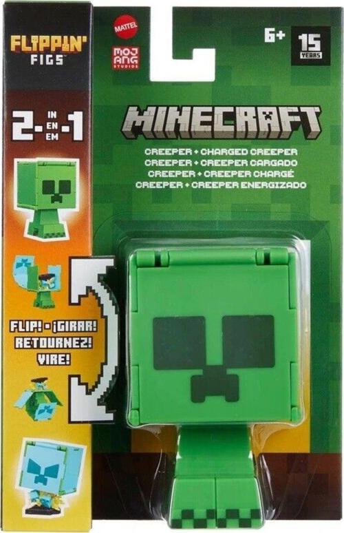 Minecraft Flippin' Figs 2 in 1 - Creeper and Charged Creeper(Creeper Ve Değişen Creeper)