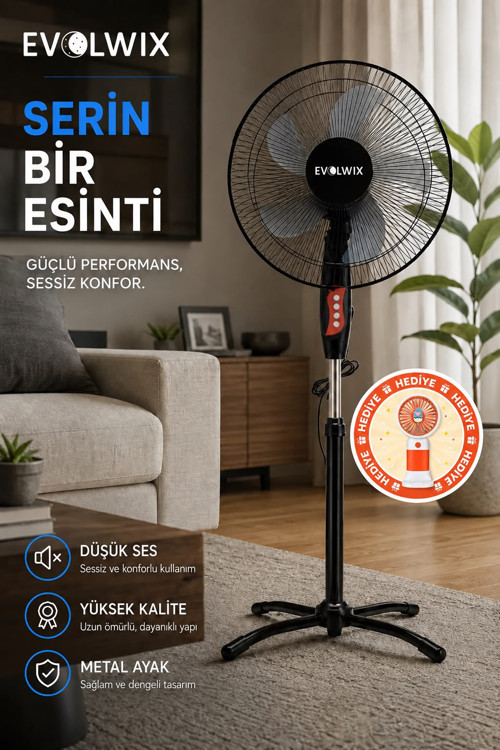 16'' İnç Siyah Ayaklı Vantilatör